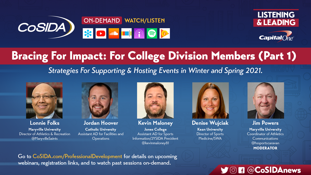 Watch On-Demand: Listening & Leading: Bracing For Impact: Strategies For Supporting & Hosting Events in Winter and Spring 2021 (College Division Members)